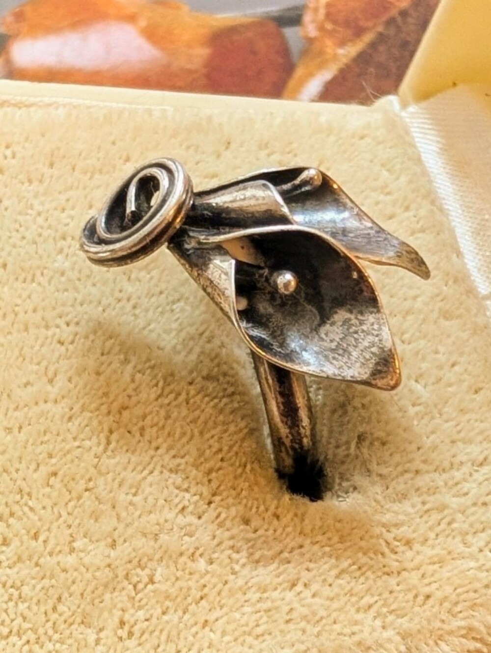 1930s/40s Stuart Nye Of New York Iconic Sterling Calla Lilly Ring - Picture 5 of 8